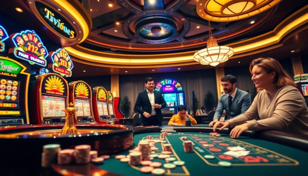 Players enjoying vibrant casino games at Nhà cái SP666, highlighting excitement and winning moments.
