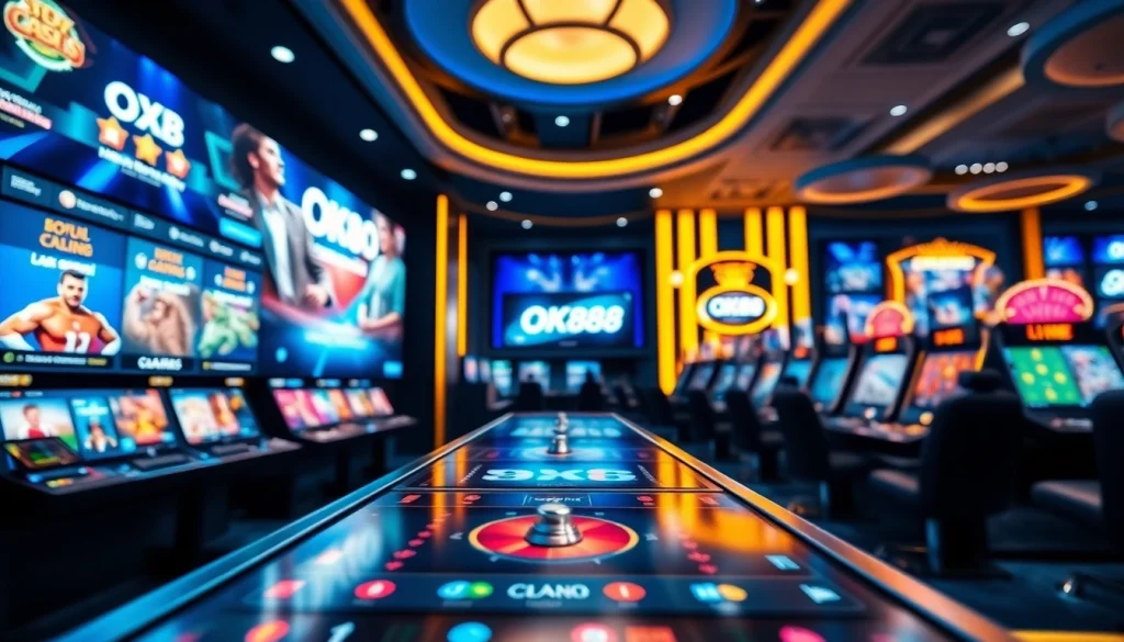 Engaging image illustrating Nhà cái OK88's online betting gaming interface with vibrant visuals.