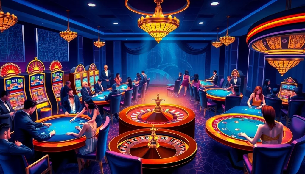 Experience the thrilling world of gambling at SHBET COM with vibrant casino tables and excited players.