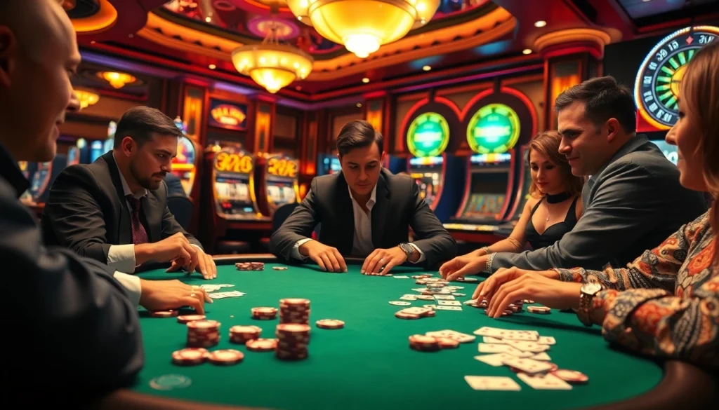 88AA highlights an intense poker game with players strategizing at a casino table.