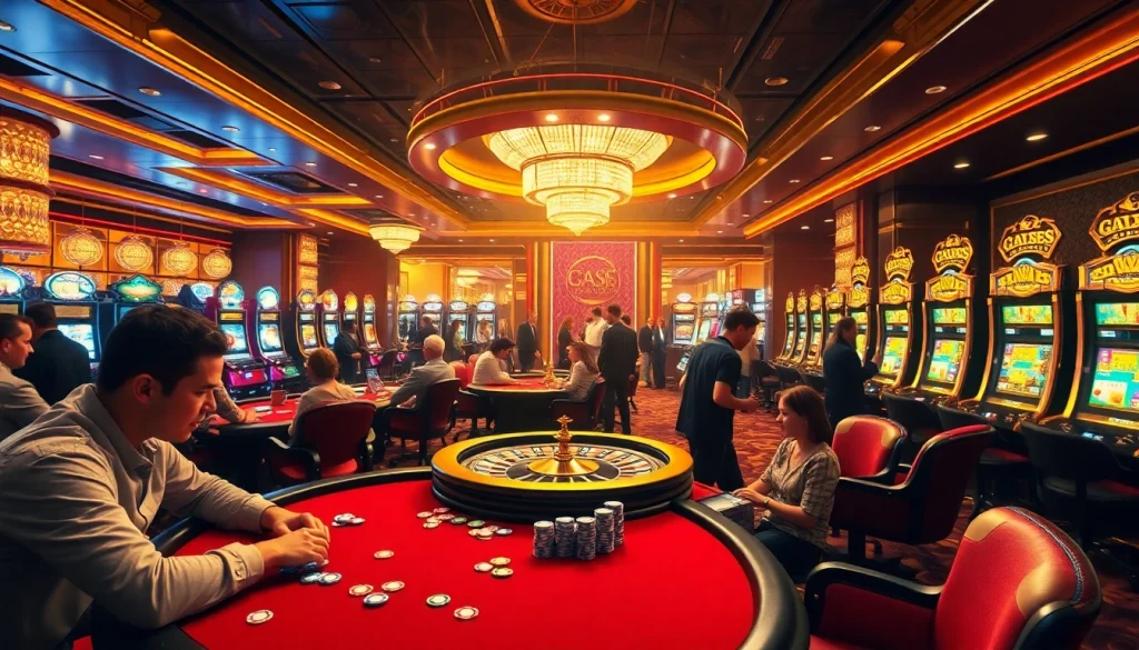 Play poker at https://sp666io.com/ in a luxurious casino setting with vibrant lights and excitement.