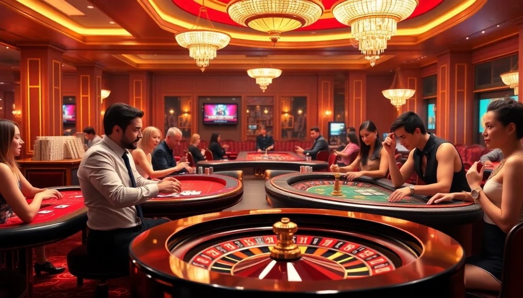Exciting casino games at https://rr88.com.se/ showcasing poker, roulette, and players in action.