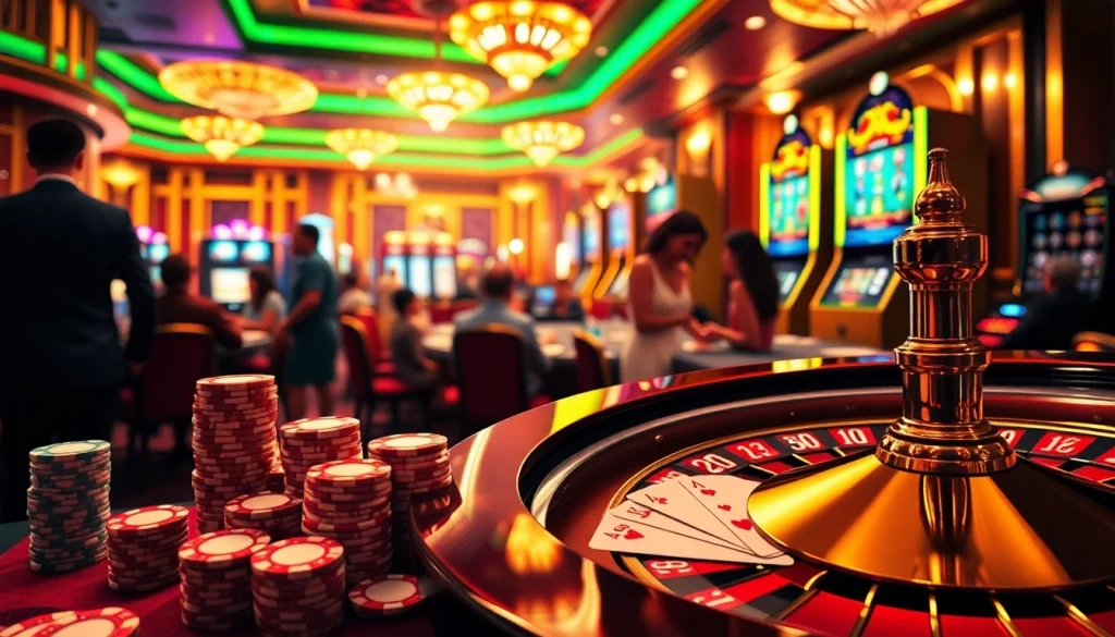 Experience the excitement of gambling at trang chủ qq88 with vibrant casino activities showcasing colorful poker chips and lively players.