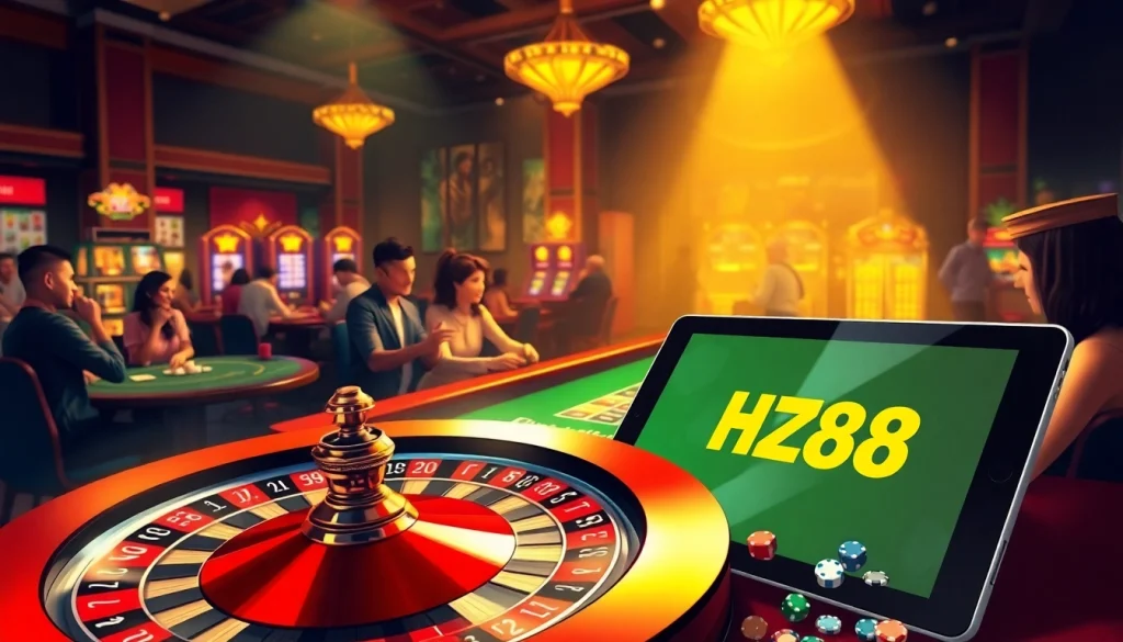 Experience a thrilling casino atmosphere with https://hz88.my/ featuring lively poker tables, vibrant roulette wheels, and engaging slot machines.